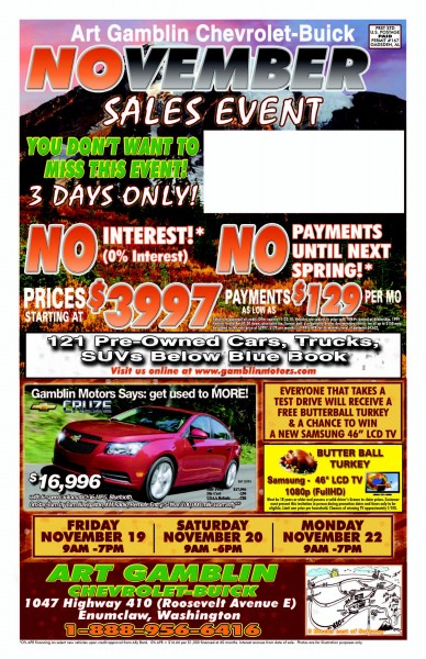 Art Gamblin Motors November Mailer